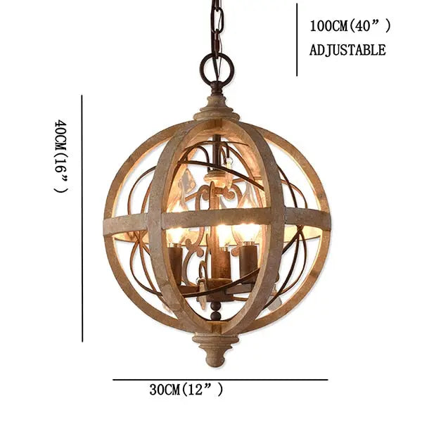 Retro Solid Wood Hanging Chandelier — alternate product view 6