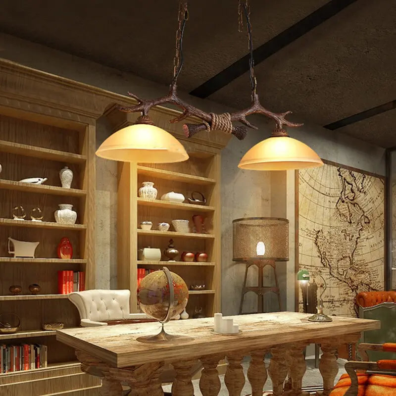 Double Retro Antler Vintage Pendat Lights — alternate product view 6