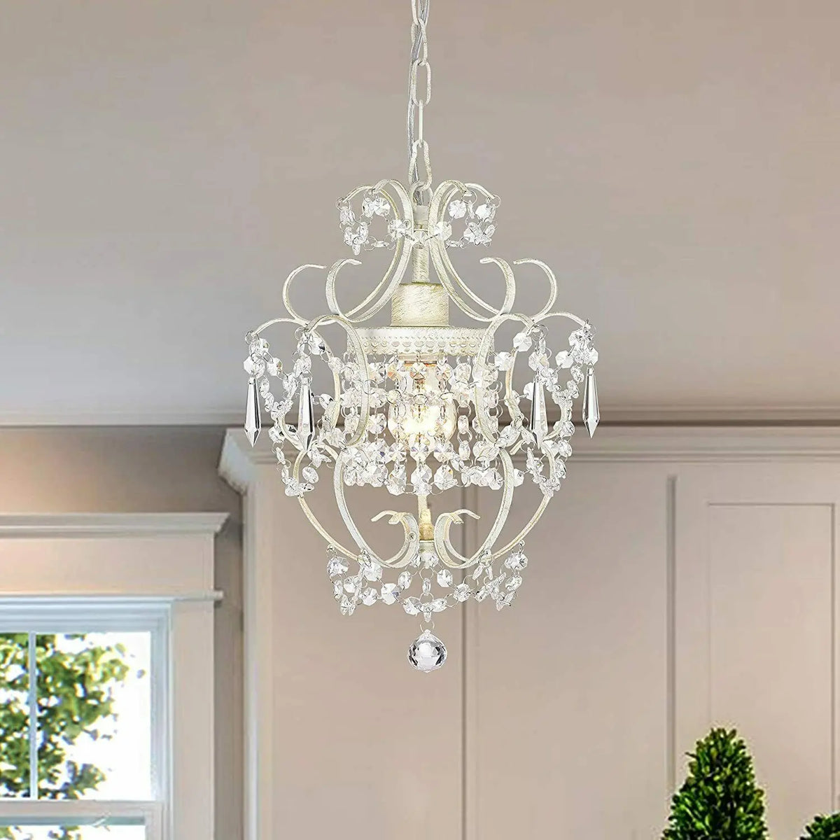 One Light Crystal White Chandelier — alternate product view 1