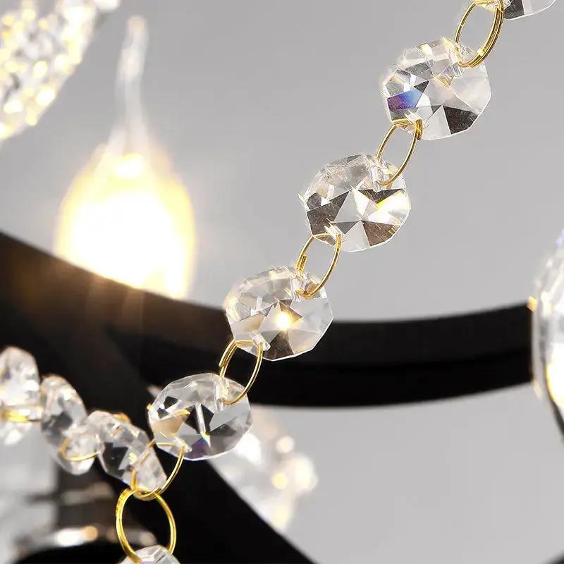 Rustic Chandelier Black Crystal Hanging Light 8 Arms — alternate product view 5