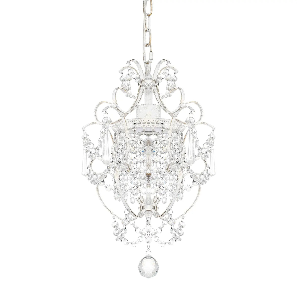 One Light Crystal White Chandelier — product view