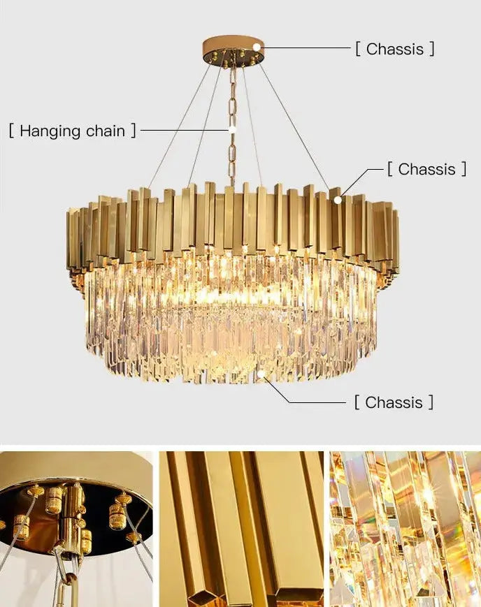 Modern Stainless Steel Luxury Crystal Chandelier — alternate product view 3