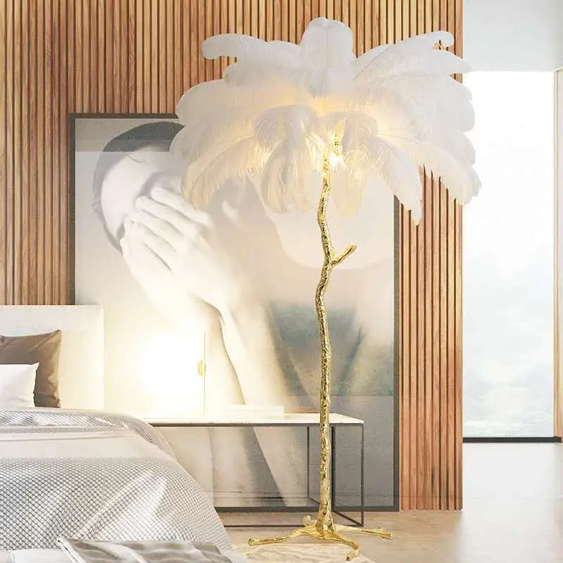 Luxury Modern Ostrich Feather Floor Lamp — alternate product view 1