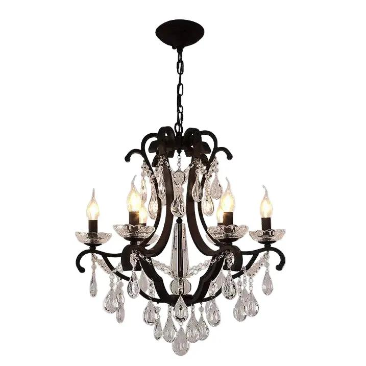 Rustic Chandelier Black Crystal Hanging Light 8 Arms — alternate product view 10