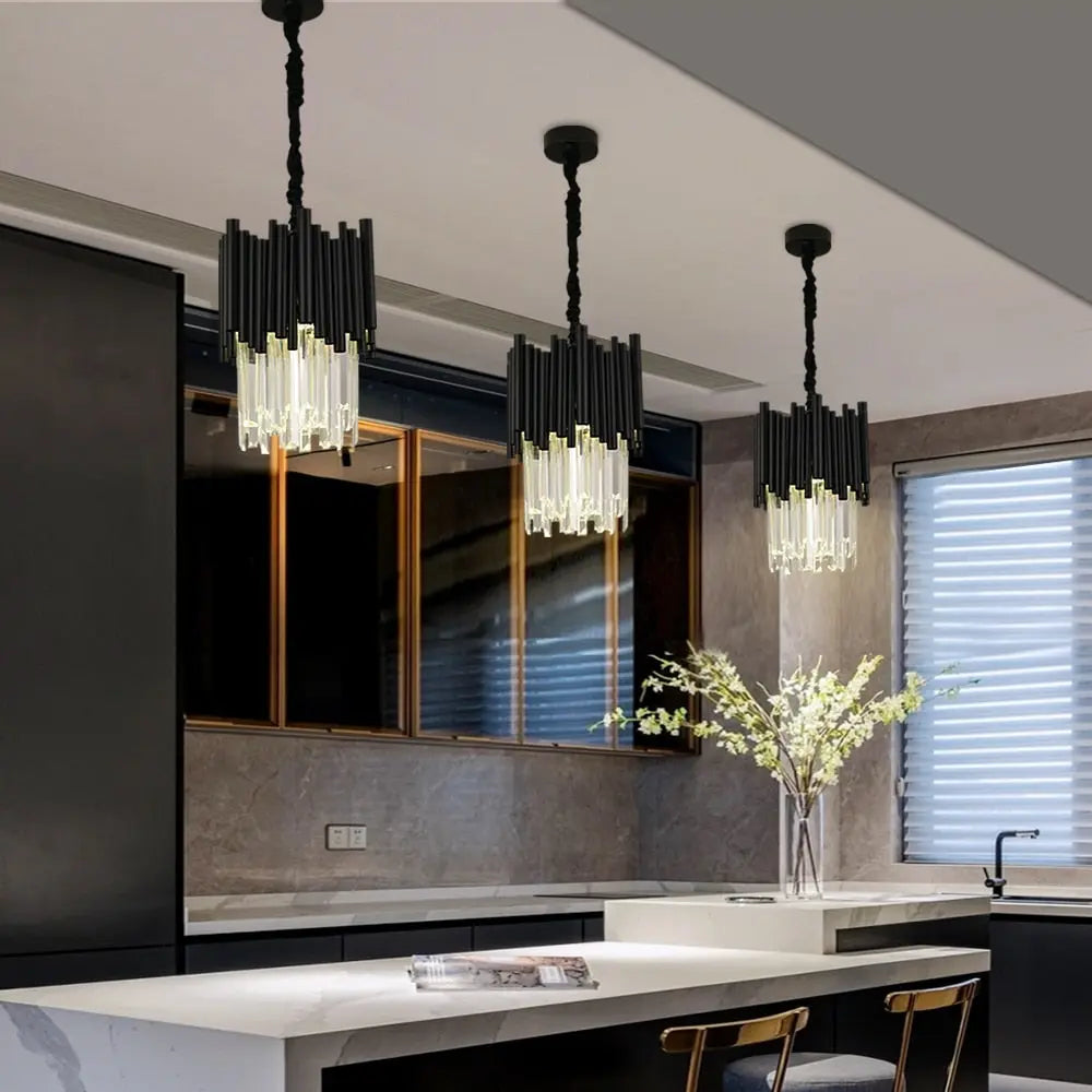 Modern Black Crystal Hanging Light — alternate product view 3