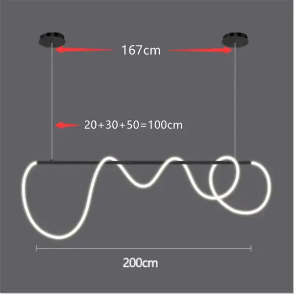 Modern Long Hose Led Chandelier - Black — alternate product view 9
