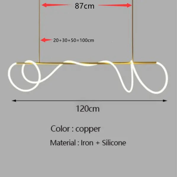 Modern Long Hose Led Chandelier - Brass — alternate product view 11