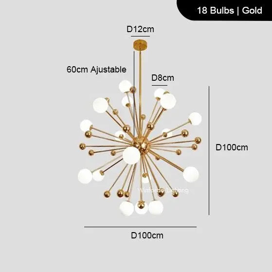 Modern Sputnik Glass Ball Chandelier — alternate product view 10