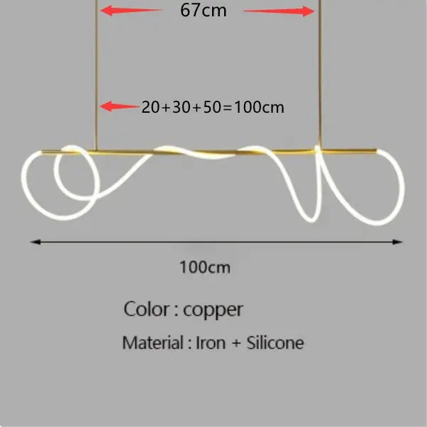 Modern Long Hose Led Chandelier - Brass — alternate product view 10