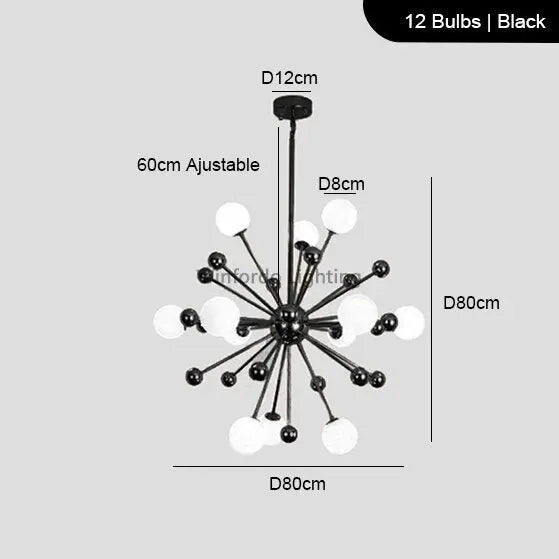 Modern Sputnik Glass Ball Chandelier — alternate product view 12