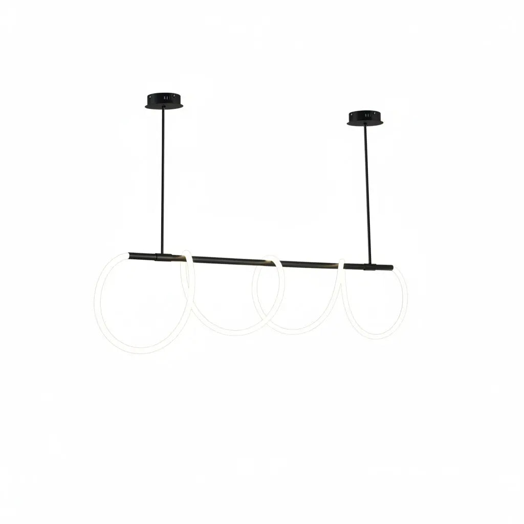 Modern Long Hose Led Chandelier - Black — alternate product view 1