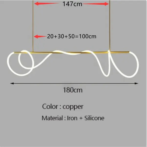 Modern Long Hose Led Chandelier - Brass — alternate product view 12