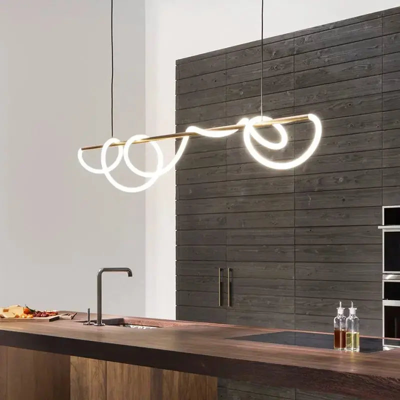 Modern Long Hose Led Chandelier - Brass — alternate product view 4