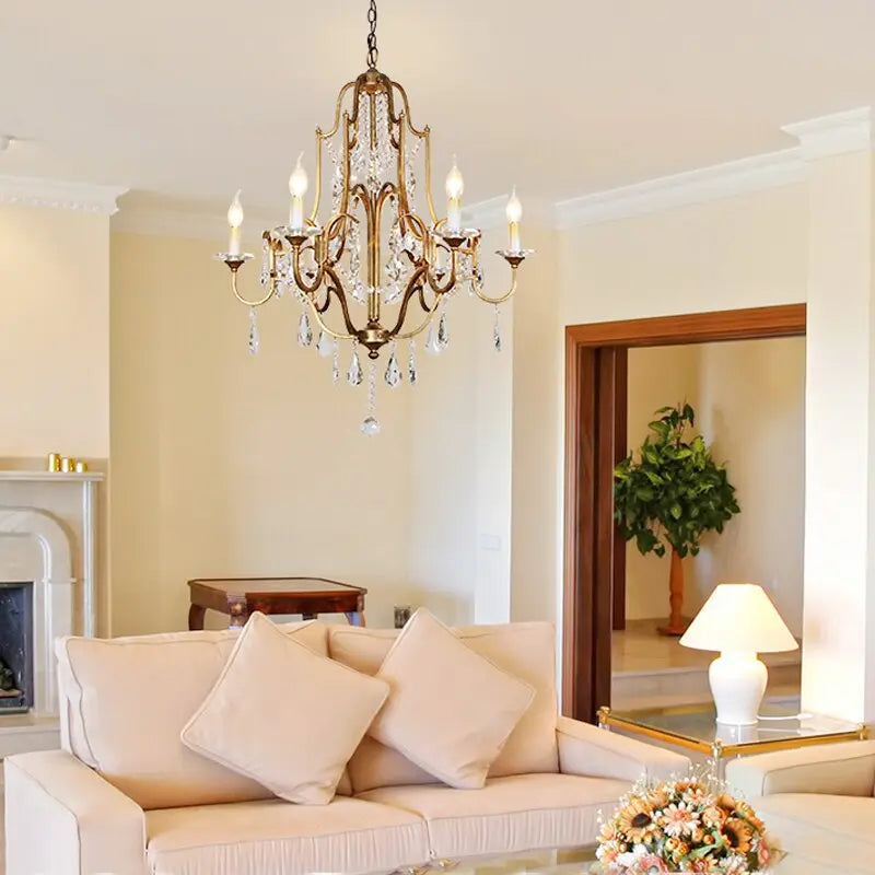 Retro Gold Crystal Chandelier — alternate product view 3