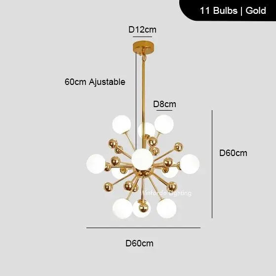 Modern Sputnik Glass Ball Chandelier — alternate product view 13