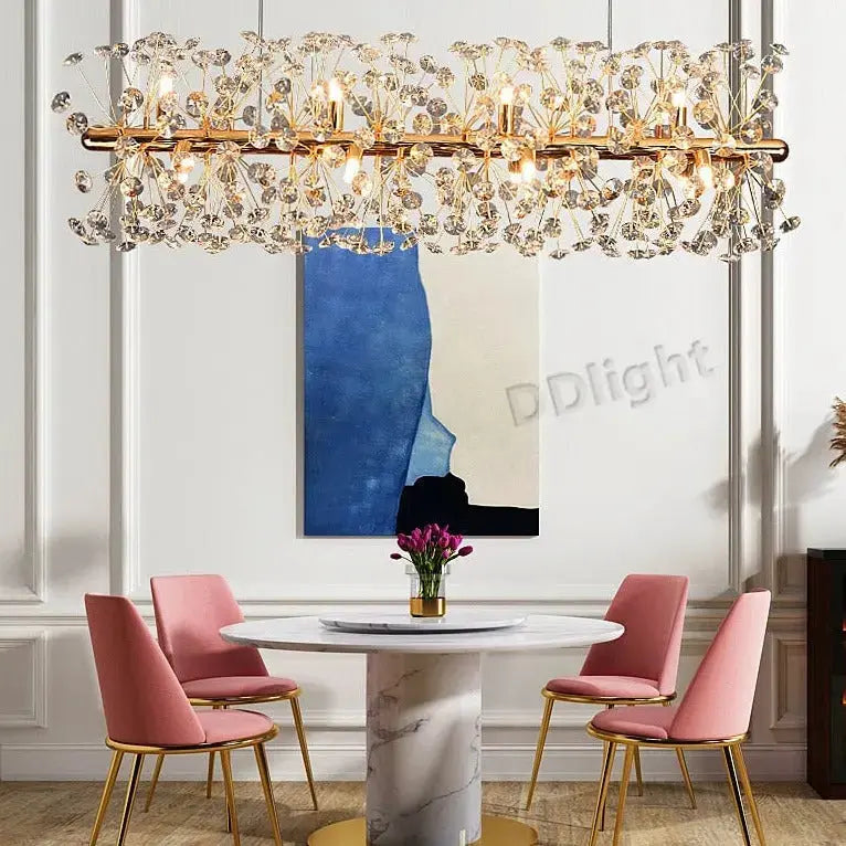 Gold Luxury Crystal Long Chandelier — alternate product view 3